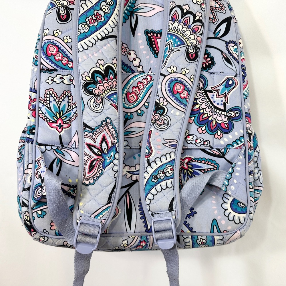 Vera Bradley Iconic Campus Backpack Makani Paisley Blue Quilted Cotton Student - Picture 5 of 10